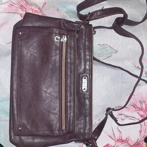Relic Brown Leather Bag with Gold Accents